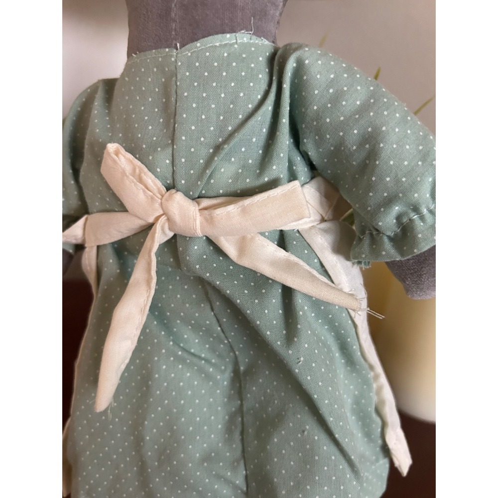 Hallmark Captivating Cats Gray Cat Cloth Doll Green Overalls Straw Hat 11" Plush - Picture 10 of 12